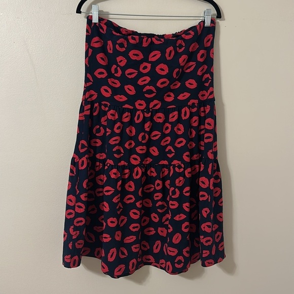 Marc by Marc Jacobs Pucker Up Strapless Dress Lips Print Navy & Red Sz Large NWT - Picture 6 of 15